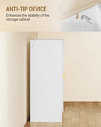 Hzuaneri Bathroom Cabinet with 2 Doors, Kitchen Cabinet, Storage Cabinet, Sideboard with 3 Open Storage Compartments, Adjustable Shelf, Bathroom, Kitchen, 30 x 100 x 81.5 cm, White SC21203X