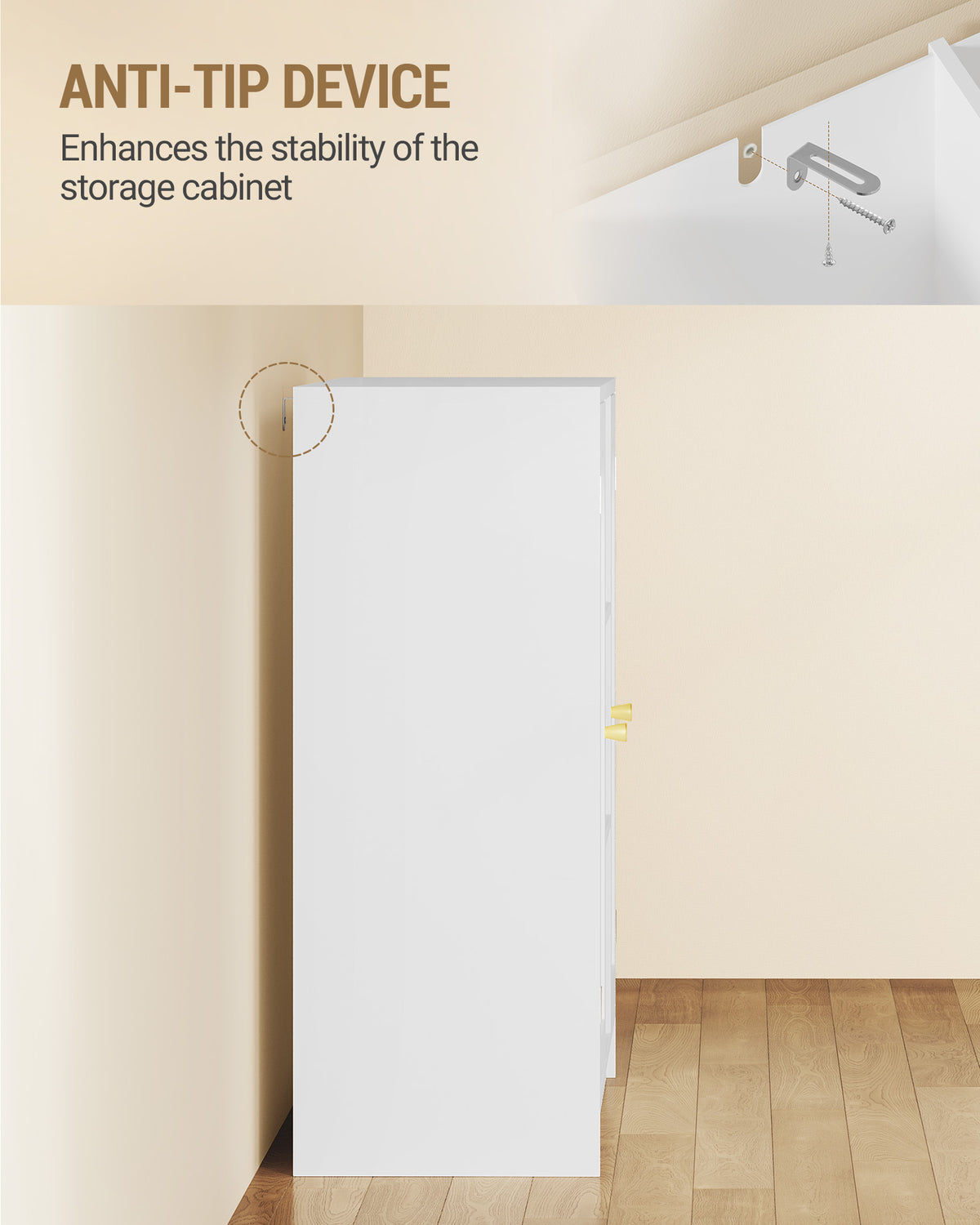Hzuaneri Bathroom Cabinet with 2 Doors, Kitchen Cabinet, Storage Cabinet, Sideboard with 3 Open Storage Compartments, Adjustable Shelf, Bathroom, Kitchen, 30 x 100 x 81.5 cm, White SC21203X