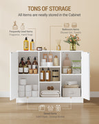 Hzuaneri Bathroom Cabinet with 2 Doors, Kitchen Cabinet, Storage Cabinet, Sideboard with 3 Open Storage Compartments, Adjustable Shelf, Bathroom, Kitchen, 30 x 100 x 81.5 cm, White SC21203X