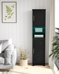 Hzuaneri SC28204X Bathroom Cabinet, Tall Cabinet with Colour Changing LED Lights and 2 Doors, Adjustable Shelves, Living Room, Bathroom, 30 x 40 x 170 cm, Black SC28204X