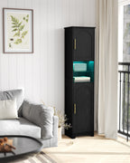 Hzuaneri SC28204X Bathroom Cabinet, Tall Cabinet with Colour Changing LED Lights and 2 Doors, Adjustable Shelves, Living Room, Bathroom, 30 x 40 x 170 cm, Black SC28204X