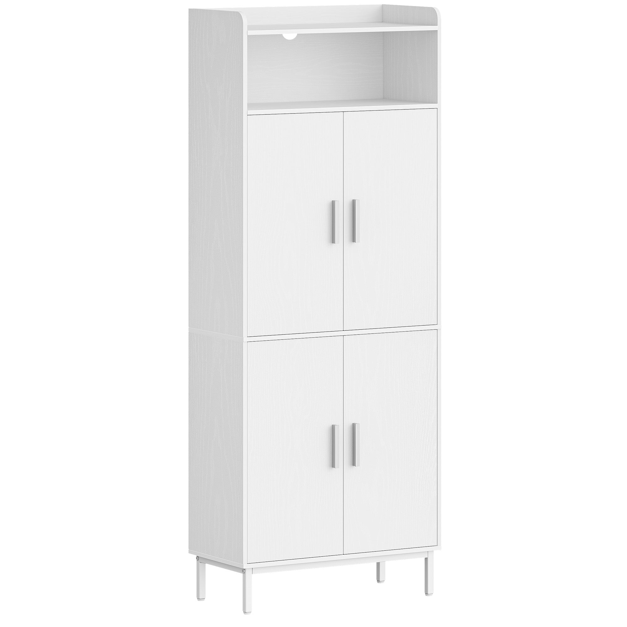 Hzuaneri Bathroom Cabinet, Kitchen Cabinet, Storage Cabinet, 4 Doors and 1 Open Area, Adjustable Shelf, Bathroom, Living Room, 30 x 60 x 160 cm, White SC45713W