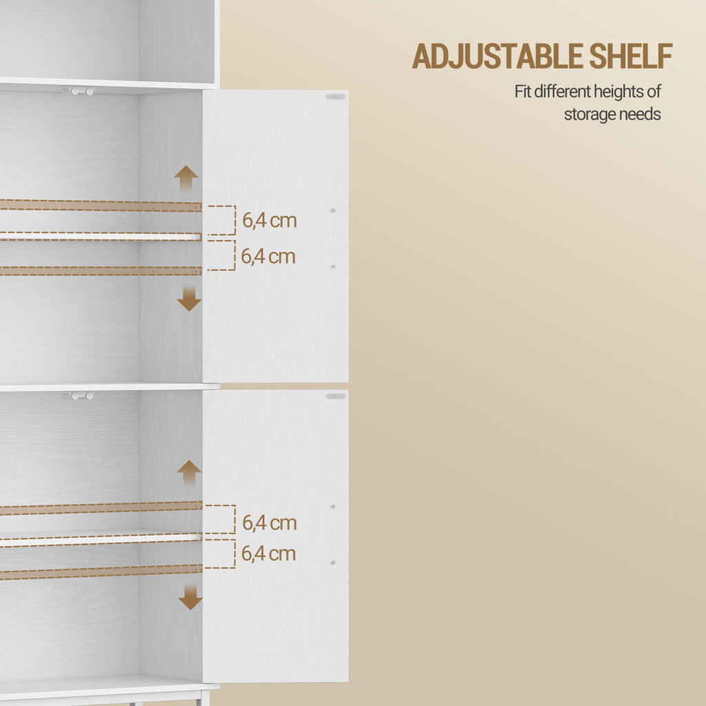 Hzuaneri Bathroom Cabinet, Kitchen Cabinet, Storage Cabinet, 4 Doors and 1 Open Area, Adjustable Shelf, Bathroom, Living Room, 30 x 60 x 160 cm, White SC45713W