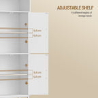 Hzuaneri Bathroom Cabinet, Kitchen Cabinet, Storage Cabinet, 4 Doors and 1 Open Area, Adjustable Shelf, Bathroom, Living Room, 30 x 60 x 160 cm, White SC45713W