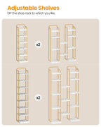 HEXCELEN Adjustable 8-Tier Vertical Shoe Rack, Space Saving Shoe Storage Unit