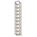 Hzuaneri 10-Tier Vertical Shoe Rack, Narrow Shoe Tower, High Shoe Rack with 2 Hooks, Adjustable Shelf, Small Space, Corner Shoe Rack, Entrance Passage, Living Room Greige SR11205B