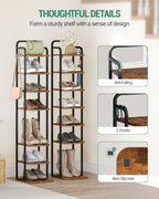 HEXCELEN Adjustable 8-Tier Vertical Shoe Rack, Space Saving Shoe Storage Unit