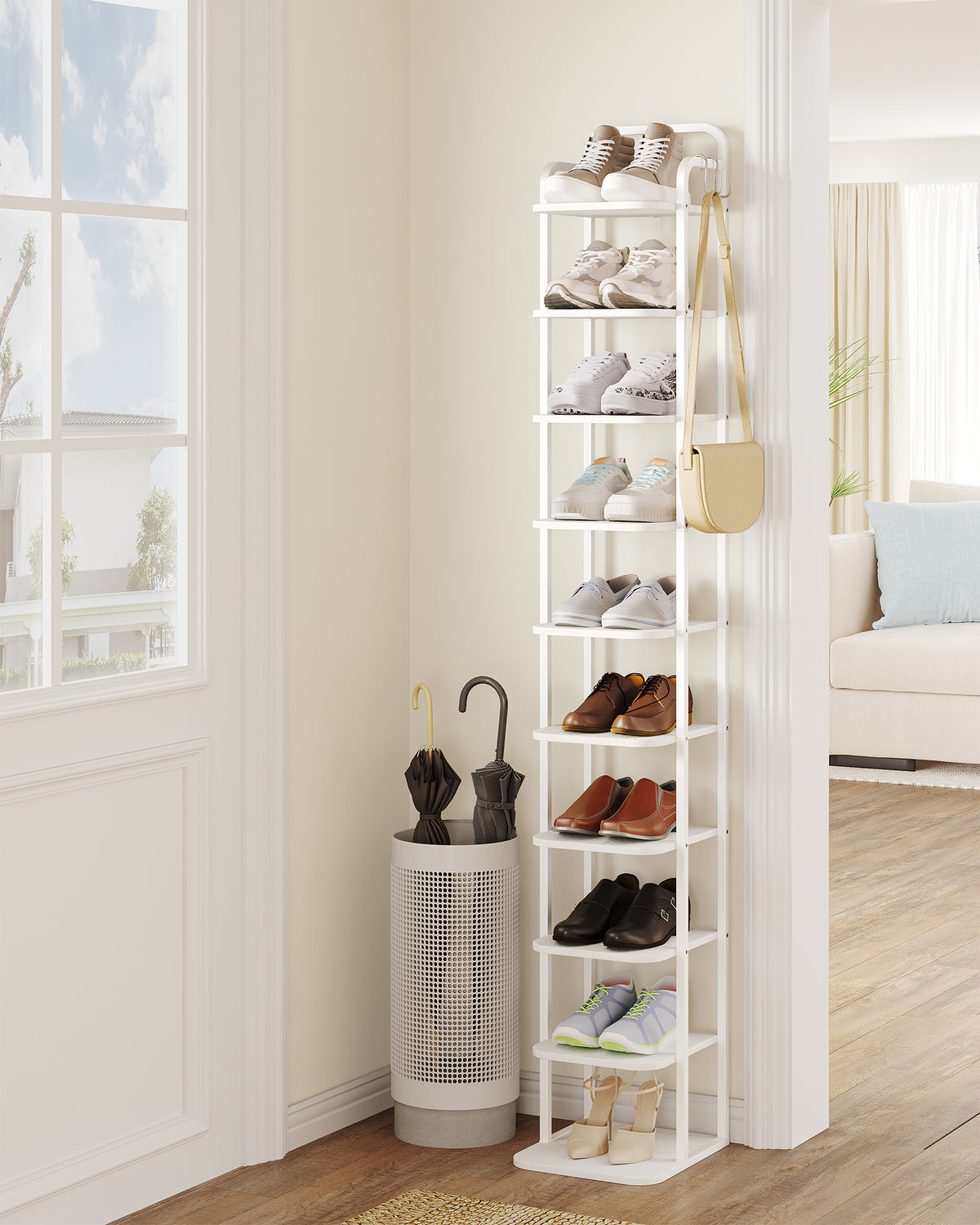 HEXCELEN  Adjustable Shoe Rack - Space-Saving Shoe Tower for Small Spaces