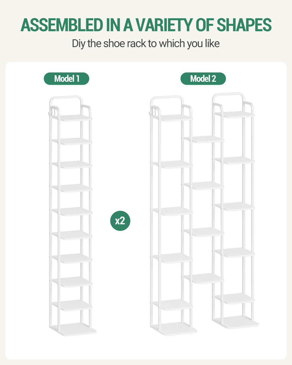 HEXCELEN  Adjustable Shoe Rack - Space-Saving Shoe Tower for Small Spaces