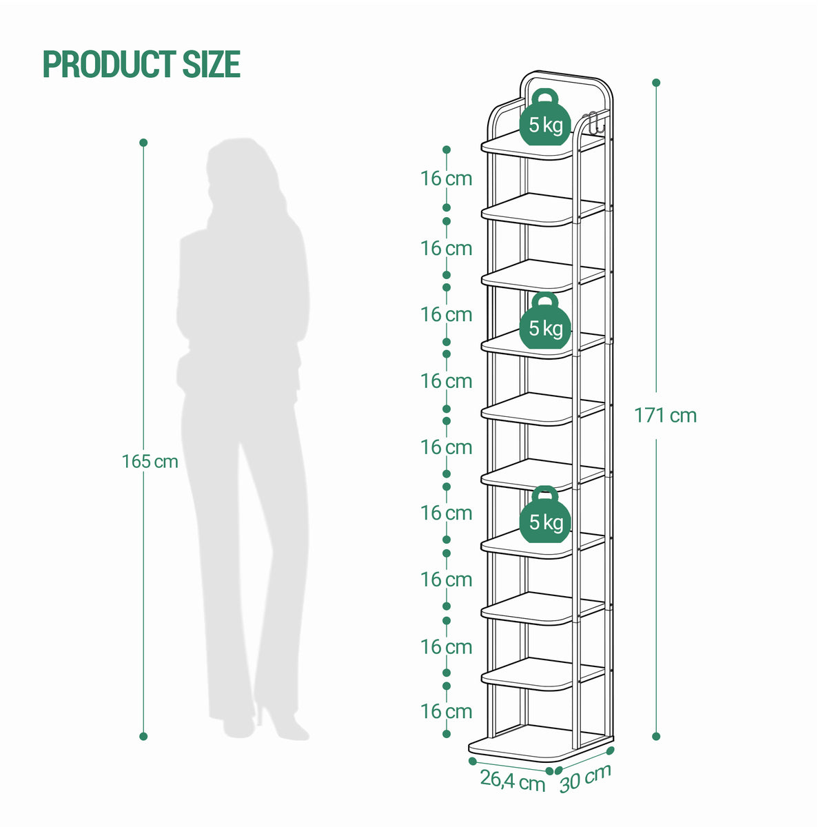 HEXCELEN  Adjustable Shoe Rack - Space-Saving Shoe Tower for Small Spaces