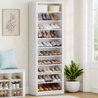 Hzuaneri Shoe Cabinet, Freestanding Shoe Cabinet with 27-30 Pairs, Adjustable Shelves, Shoe Cabinet for Entrance, Living Room, Bedroom, 10 Levels (62.5 W cm), White SR52603X