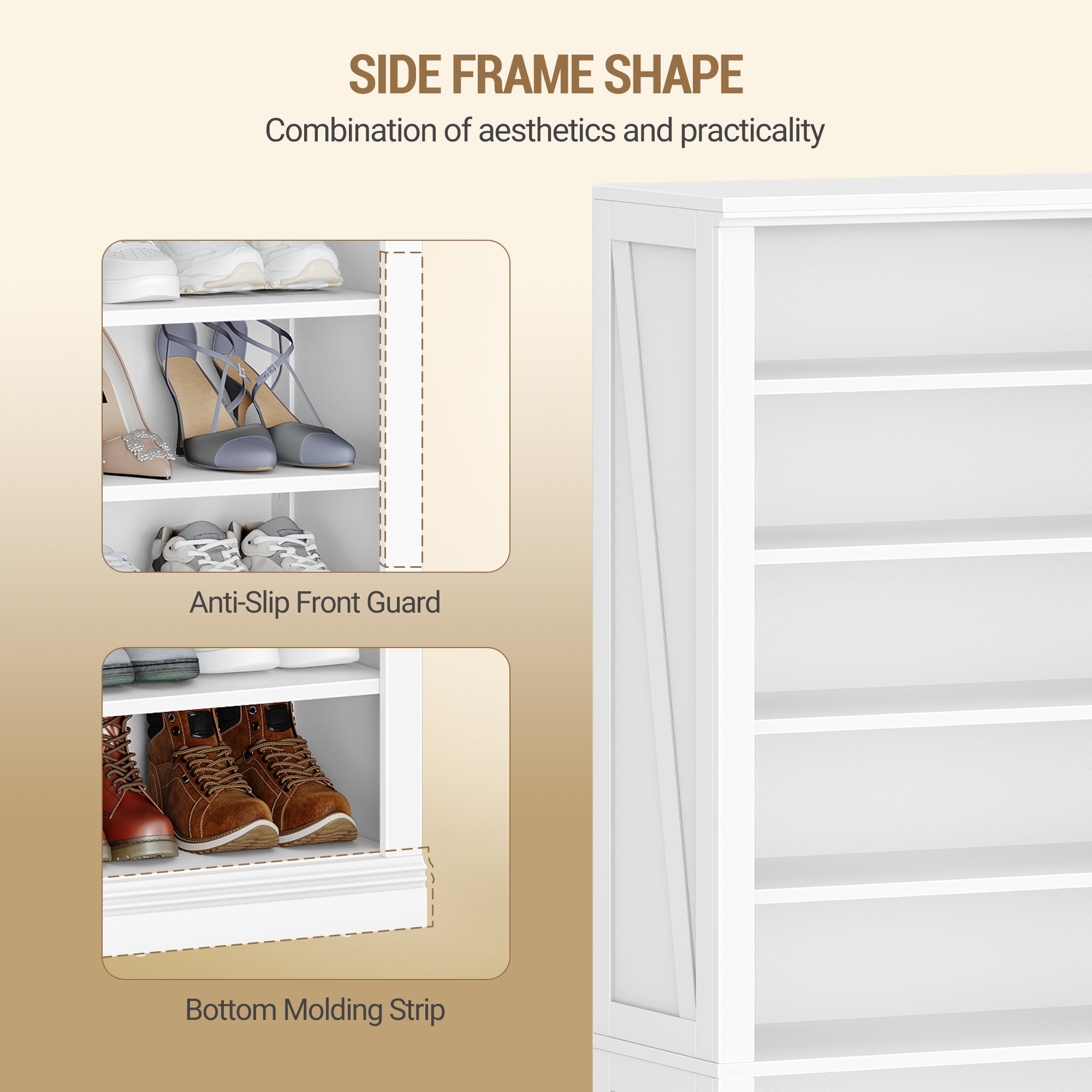 Hzuaneri Shoe Cabinet, Freestanding Shoe Cabinet with 27-30 Pairs, Adjustable Shelves, Shoe Cabinet for Entrance, Living Room, Bedroom, 10 Levels (62.5 W cm), White SR52603X