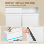 Hzuaneri Shoe Cabinet, Narrow Shoe Cabinet with LED Lighting, Shoe Rack, Adjustable Dividers, 20 Pairs, 4 Drop-Down Doors (100L), for Entryway, Hallway, White SR53603X