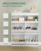 Hzuaneri Shoe Cabinet, Shoe Rack, Slim, Adjustable, Shoe Cabinet for Entrance, Hallway, Wardrobe, 20 Pairs, 4 Flaps (100 B cm), White SR56703X