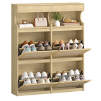 Hzuaneri Shoe Cabinet, Shoe Rack, Shoe Cabinet, Narrow, Adjustable, Shoe Chest for Entrance, Hallway, Wardrobe, 20 Pairs, 4 Doors (100W cm), Yellow SR56702Y