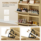 Hzuaneri Shoe Cabinet, Shoe Rack, Shoe Cabinet, Narrow, Adjustable, Shoe Chest for Entrance, Hallway, Wardrobe, 20 Pairs, 4 Doors (100W cm), Yellow SR56702Y