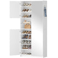 Hzuaneri shoe cabinet, tall, with mirrored door, push-to-open mechanism, adjustable shelves, holds 36-40 pairs of shoes, 2 hooks, open compartments, multi-purpose cabinet for hallway or entryway, 36 x 80 x 180 cm, white,SR62203X