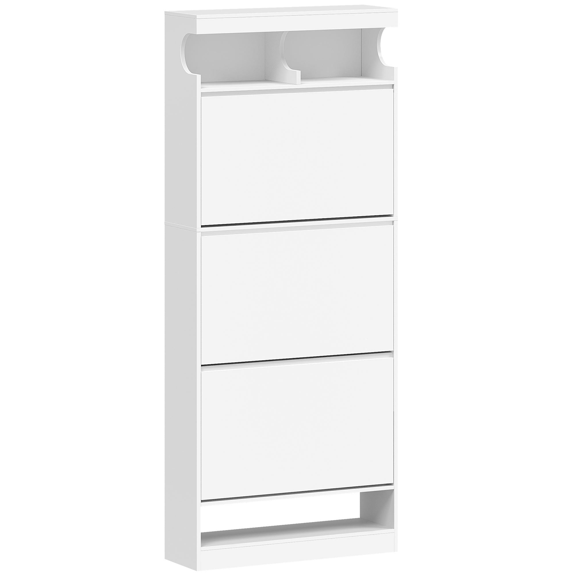 Hzuaneri Shoe Cabinet, Shoe Storage, Wooden Shoe Rack, Open Compartment, Adjustable Divider, 18-21 Pairs, Large Capacity for Hallway, Wardrobe, 3 Flaps (60 W cm), White SR63103X