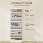 Hzuaneri Shoe Cabinet, Shoe Storage, Wooden Shoe Rack, Open Compartment, Adjustable Divider, 18-21 Pairs, Large Capacity for Hallway, Wardrobe, 3 Flaps (60 W cm), White SR63103X