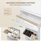 Hzuaneri Shoe Cabinet, Shoe Storage, Wooden Shoe Rack, Open Compartment, Adjustable Divider, 18-21 Pairs, Large Capacity for Hallway, Wardrobe, 3 Flaps (60 W cm), White SR63103X