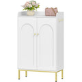 Hzuaneri Shoe Cabinet, Shoe Chest with 5 Levels, Adjustable Shelves, 16-20 Pairs, Gold Handle, Freestanding Shoe Cabinet for Entrance, Hallway, Wardrobe, 36 × 74 × 115 cm, White SR67803A