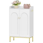 Hzuaneri Shoe Cabinet, Shoe Chest with 5 Levels, Adjustable Shelves, 16-20 Pairs, Gold Handle, Freestanding Shoe Cabinet for Entrance, Hallway, Wardrobe, 36 × 74 × 115 cm, White SR67803A