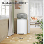 Hzuaneri Kitchen Bin 50 L, Pedal Bin with Soft-Close Lid, Stainless Steel Rubbish Bin with Handle, Removable Inner Buckets, 15 Inner Buckets, White SW15099W