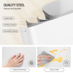 Hzuaneri Kitchen Bin 50 L, Pedal Bin with Soft-Close Lid, Stainless Steel Rubbish Bin with Handle, Removable Inner Buckets, 15 Inner Buckets, White SW15099W