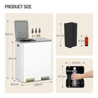 Hzuaneri Kitchen Rubbish Bin, Waste Separation System, 2 Compartments, 60 L (2 x 30 L), Stainless Steel Kitchen Rubbish Bin, Pedal Bin with Colour-Coded Pedals, Rubbish Bin, Quiet Slow Descent, White SW23099W