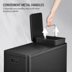 Hzuaneri Kitchen Bin, 45L (3 x 15L), Recycling Bin with 3 Compartments, Color-Coded Pedal Bins, Quiet and Slow-Close, with 15 Bin Bags, for Kitchen, Black SW04599B