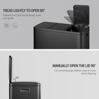 Hzuaneri Kitchen Bin, 45L (3 x 15L), Recycling Bin with 3 Compartments, Color-Coded Pedal Bins, Quiet and Slow-Close, with 15 Bin Bags, for Kitchen, Black SW04599B