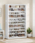 Hzuaneri 71.3"H Large Freestanding Farmhouse Shoe Storage Cabinet, Indoor Entryway & Living Room Shoe Organizer with Adjustable Shelves, 10‑Tier Shoe Cubby Unit Holds 46‑50 Pairs as Home Storage Furn
