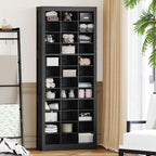 Hzuaneri 12-Tier Shoe Storage Cabinet, Wooden Tall Shoe Rack Organizer, Holds Up to 36 Pairs of Shoes, Shoe Storage Organizer for Closet, Entryway, Dorm, Bedroom, Black