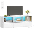 Hzuaneri TV Cabinet with RGB LED Lighting (25 Colours), TV Cabinet for TVs up to 65 Inches 143.5 Long, TV Board with 3 Drawers, 3 Open Compartments for Living Room, Bedroom, White TV16503W
