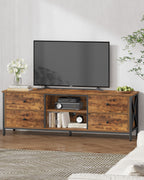 Hzuaneri TV cabinet with 4 drawers, TV stand for TVs under 65 inches, with 2 open compartments, 40 x 147 x 50 cm, TV cabinet for living room, bedroom, vintage brown-black TV16801B