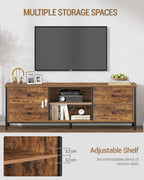 Hzuaneri TV cabinet with 4 drawers, TV stand for TVs under 65 inches, with 2 open compartments, 40 x 147 x 50 cm, TV cabinet for living room, bedroom, vintage brown-black TV16801B