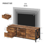 Hzuaneri TV cabinet with 4 drawers, TV stand for TVs under 65 inches, with 2 open compartments, 40 x 147 x 50 cm, TV cabinet for living room, bedroom, vintage brown-black TV16801B