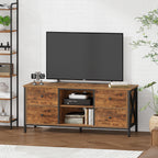 Hzuaneri TV cabinet with 4 drawers, TV stand for TVs under 55 inches, with 2 open compartments, 40 x 120 x 50 cm, TV cabinet for living room, bedroom, vintage brown-black TV16901B