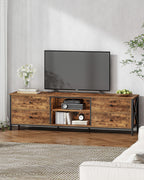 Hzuaneri TV cabinet with 4 drawers, TV stand for TVs under 80 inches, with 2 open compartments, 40 x 178 x 50 cm, TV cabinet for living room, bedroom, vintage brown-black,TV17801B