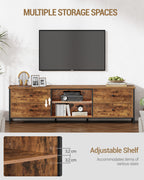 Hzuaneri TV cabinet with 4 drawers, TV stand for TVs under 80 inches, with 2 open compartments, 40 x 178 x 50 cm, TV cabinet for living room, bedroom, vintage brown-black,TV17801B