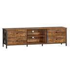 Hzuaneri TV cabinet with 4 drawers, TV stand for TVs under 80 inches, with 2 open compartments, 40 x 178 x 50 cm, TV cabinet for living room, bedroom, vintage brown-black,TV17801B