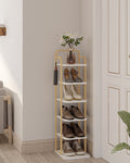 Hzuaneri Shoe Rack, 39.8" H Freestanding Vertical 6‑Tier Adjustable Storage Organizer, Space‑Saving Footwear Storage for Small Spaces, White & Gold