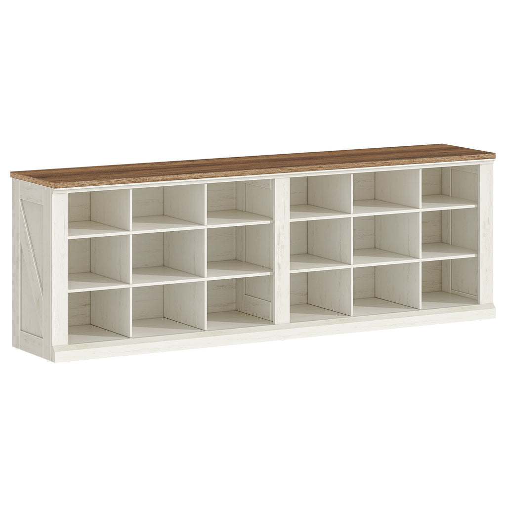 Hzuaneri Shoe Bench, Bench with Storage Space, Seat Chest, 2 Sturdy Hinges, Storage Cabinet, 40 x 100 x 48 cm for Hallway, Living Room, X Sturdy Frame with Canopy, White Brownv SB04514B