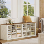 Hzuaneri Shoe Bench, Bench with Storage Space, Seat Chest, 2 Sturdy Hinges, Storage Cabinet, 40 x 100 x 48 cm for Hallway, Living Room, X Sturdy Frame with Canopy, White Brownv SB04514B