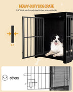 Hzuaneri 44 Inch Dog Crate Furniture, XL Indoor Dog Kennel for Large Dog with Barn Door, Heavy Duty Wooden Dog Cage as TV Stand & End Table, Black