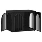 Hzuaneri Wooden Dog Crate Furniture, 31.5" Indoor Dog Kennel with Cushion, Dog Cage for Small Medium Dogs, Decorative Pet House Side End Table, Chew-Resistant, Black