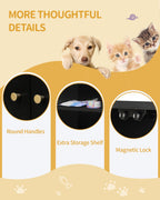 Cat Litter Box Enclosure 39.4" with Storage, Wooden Cabinet with Sisal Mat for Living Room, Black and Gold