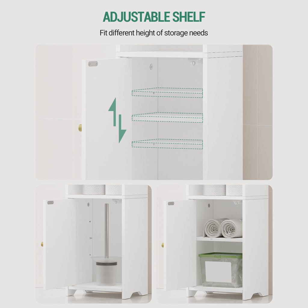 Hzuaneri Bathroom Storage Cabinet, 29.5" Tall Small Corner Freestanding Floor Cabinet with Doors & Adjustable Shelf for Small‑Space Use, White