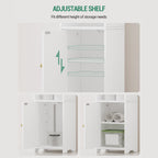 Hzuaneri Bathroom Storage Cabinet, 29.5" Tall Small Corner Freestanding Floor Cabinet with Doors & Adjustable Shelf for Small‑Space Use, White
