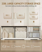 Storage Bench 58" with Double Drawers, Farmhouse Storage Trunk for Entryway and Bedroom, Antique White